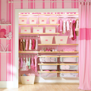 Pink Kids Closet Organized 