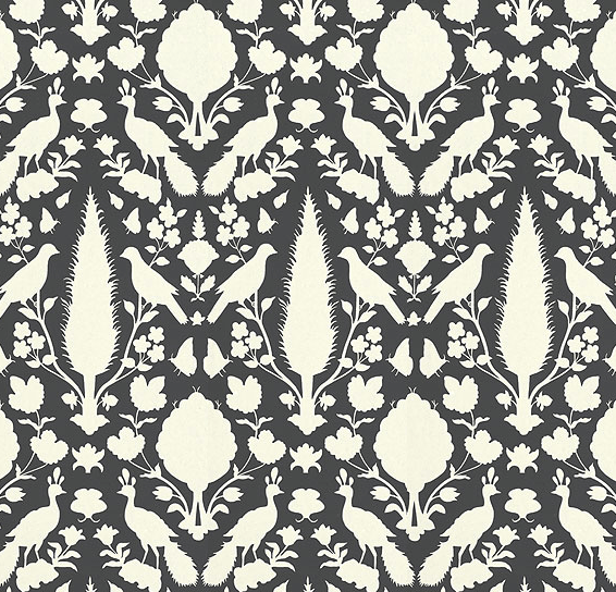 Wallcovering Damask Bird Print by Schumacher Chenonceau