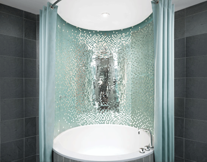 Royalton Hotel New York Alcove Suite Mirrored Tile Tub 