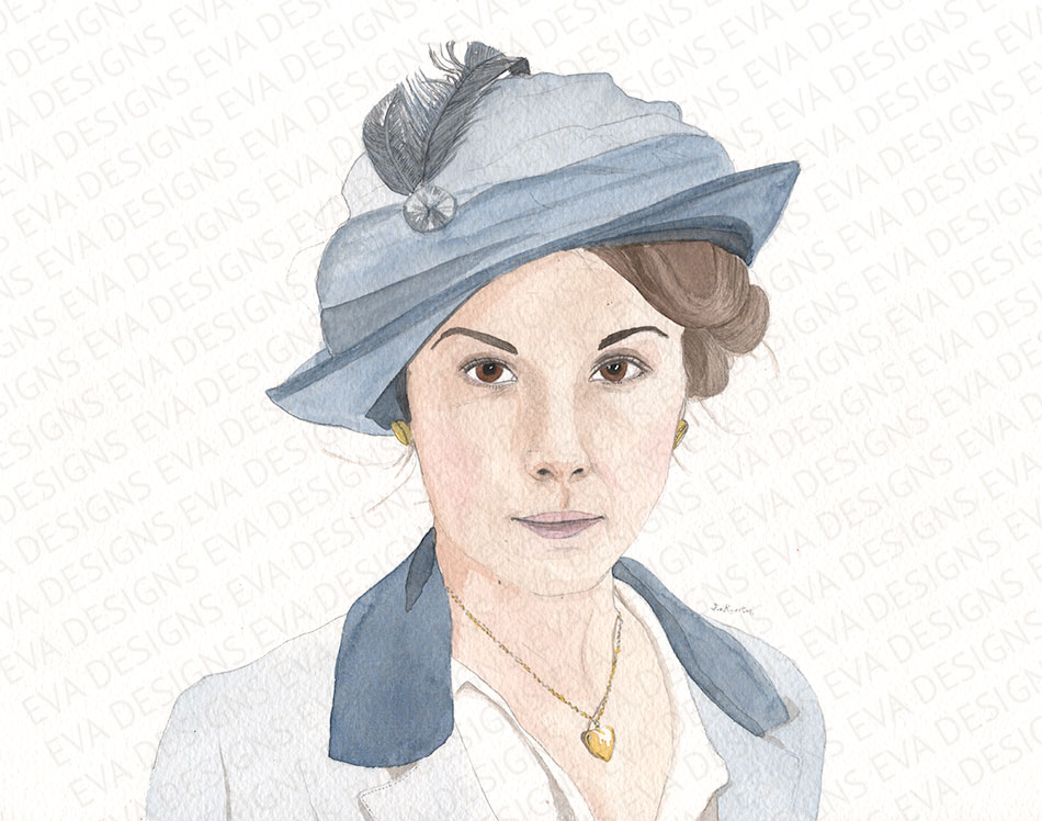 Mary in blue Downton Abbey painting by Eva Robertson